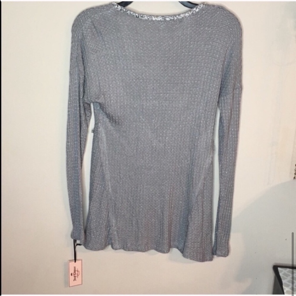 NWT Juicy Couture Silver Sparkle Blouse - Picture 8 of 8